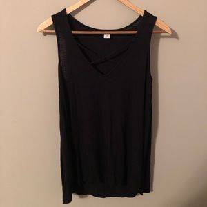 Soft Black Criss Cross Tank